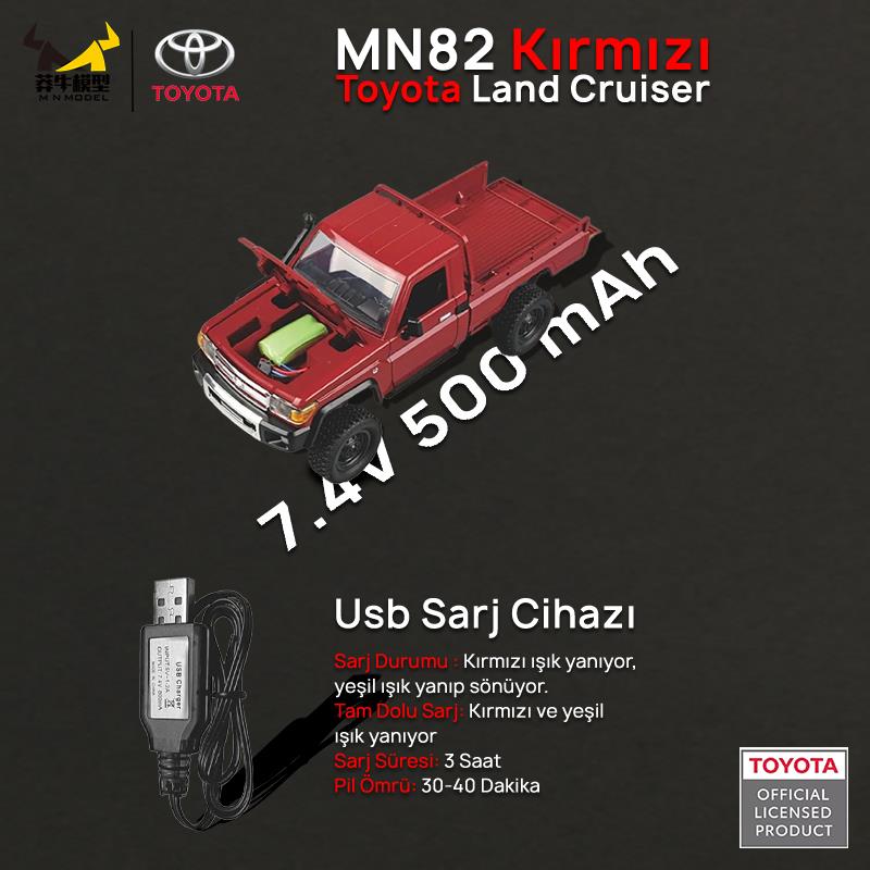 MN Model MN82 1/12 Toyota Land Cruiser LC79 4WD RC Model Crawler Offroad Uzaktan Kumandalı Araba Truck RTR Lisanslı Kırmızı+Dahili Işık Seti MN-82