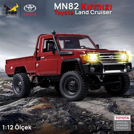 MN Model MN82 1/12 Toyota Land Cruiser LC79 4WD RC Model Crawler Offroad Uzaktan Kumandalı Araba Truck RTR Lisanslı Kırmızı+Dahili Işık Seti MN-82 - Thumbnail