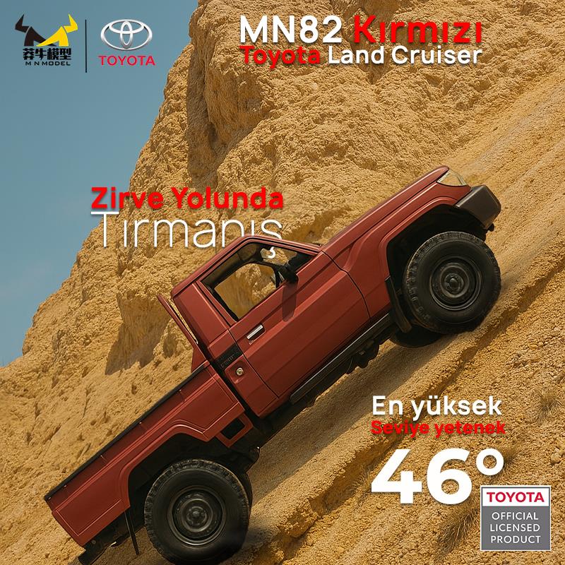 MN Model MN82 1/12 Toyota Land Cruiser LC79 4WD RC Model Crawler Offroad Uzaktan Kumandalı Araba Truck RTR Lisanslı Kırmızı+Dahili Işık Seti MN-82