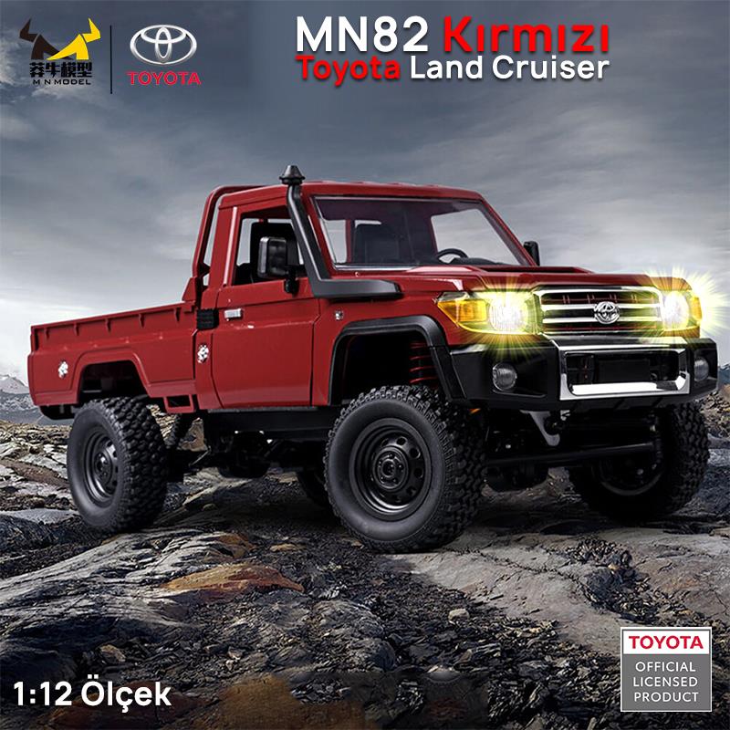MN Model MN82 1/12 Toyota Land Cruiser LC79 4WD RC Model Crawler Offroad Uzaktan Kumandalı Araba Truck RTR Lisanslı Kırmızı+Dahili Işık Seti MN-82