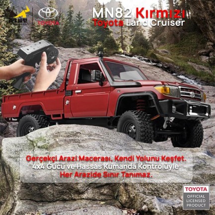 MN Model MN82 1/12 Toyota Land Cruiser LC79 4WD RC Model Crawler Offroad Uzaktan Kumandalı Araba Truck RTR Lisanslı Kırmızı+Dahili Işık Seti MN-82 - Thumbnail