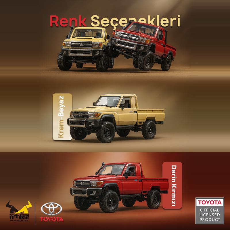 MN Model MN82 1/12 Toyota Land Cruiser LC79 4WD RC Model Crawler Offroad Uzaktan Kumandalı Araba Truck RTR Lisanslı Kırmızı+Dahili Işık Seti MN-82