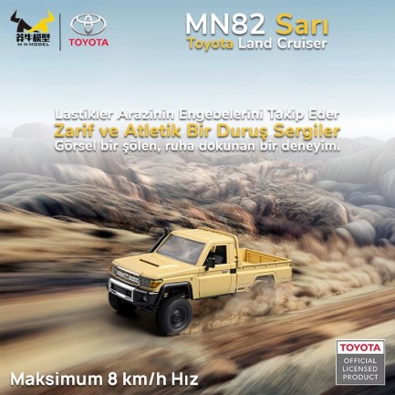 MN Model MN82 1/12 Toyota Land Cruiser LC79 4WD RC Model Crawler Offroad Uzaktan Kumandalı Araba Truck RTR Lisanslı Sarı+Dahili Işık Seti MN-82 - Thumbnail