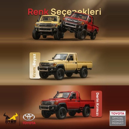 MN Model MN82 1/12 Toyota Land Cruiser LC79 4WD RC Model Crawler Offroad Uzaktan Kumandalı Araba Truck RTR Lisanslı Sarı+Dahili Işık Seti MN-82 - Thumbnail