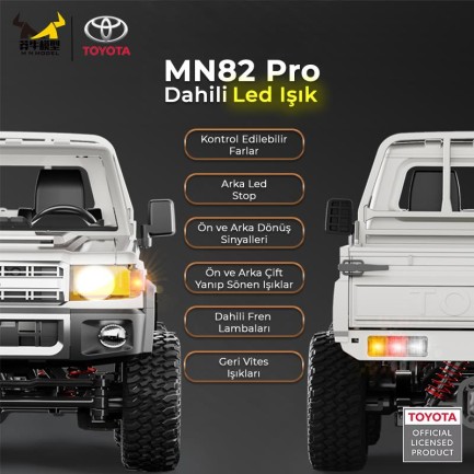 MN Model MN82 Pro 1/12 Toyota Land Cruiser LC79 4WD RC Model Crawler Offroad Truck Uzaktan Kumandalı Araba RTR Lisanslı Gümüş+Dahili Işık Seti MN-82 - Thumbnail