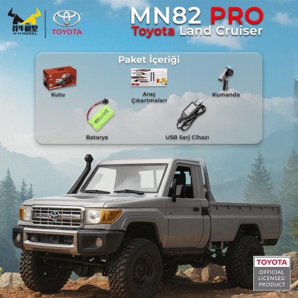 MN Model MN82 Pro 1/12 Toyota Land Cruiser LC79 4WD RC Model Crawler Offroad Truck Uzaktan Kumandalı Araba RTR Lisanslı Gümüş+Dahili Işık Seti MN-82 - Thumbnail