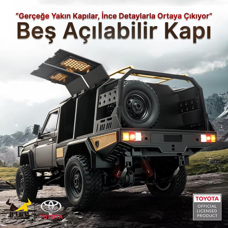 MN Model MN82S 1/12 Supertourer Toyota Land Cruiser LC79 4WD RC Model Uzaktan Kumandalı Araba Crawler Offroad Truck RTR Lisanslı Siyah+Dahili Işık Seti