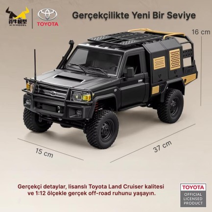 MN Model MN82S 1/12 Supertourer Toyota Land Cruiser LC79 4WD RC Model Uzaktan Kumandalı Araba Crawler Offroad Truck RTR Lisanslı Siyah+Dahili Işık Seti MN-82S - Thumbnail