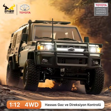 MN Model MN82S 1/12 Supertourer Toyota Land Cruiser LC79 4WD RC Model Uzaktan Kumandalı Araba Crawler Offroad Truck RTR Lisanslı Siyah+Dahili Işık Seti MN-82S - Thumbnail