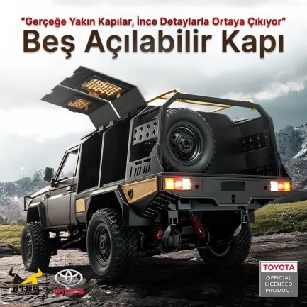 MN Model MN82S 1/12 Supertourer Toyota Land Cruiser LC79 4WD RC Model Uzaktan Kumandalı Araba Crawler Offroad Truck RTR Lisanslı Siyah+Dahili Işık Seti MN-82S - Thumbnail
