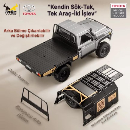 MN Model MN82S 1/12 Supertourer Toyota Land Cruiser LC79 4WD RC Model Uzaktan Kumandalı Araba Crawler Offroad Truck RTR Lisanslı Siyah+Dahili Işık Seti MN-82S - Thumbnail