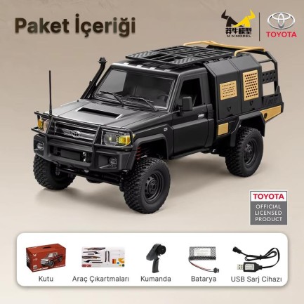 MN Model MN82S 1/12 Supertourer Toyota Land Cruiser LC79 4WD RC Model Uzaktan Kumandalı Araba Crawler Offroad Truck RTR Lisanslı Siyah+Dahili Işık Seti MN-82S - Thumbnail