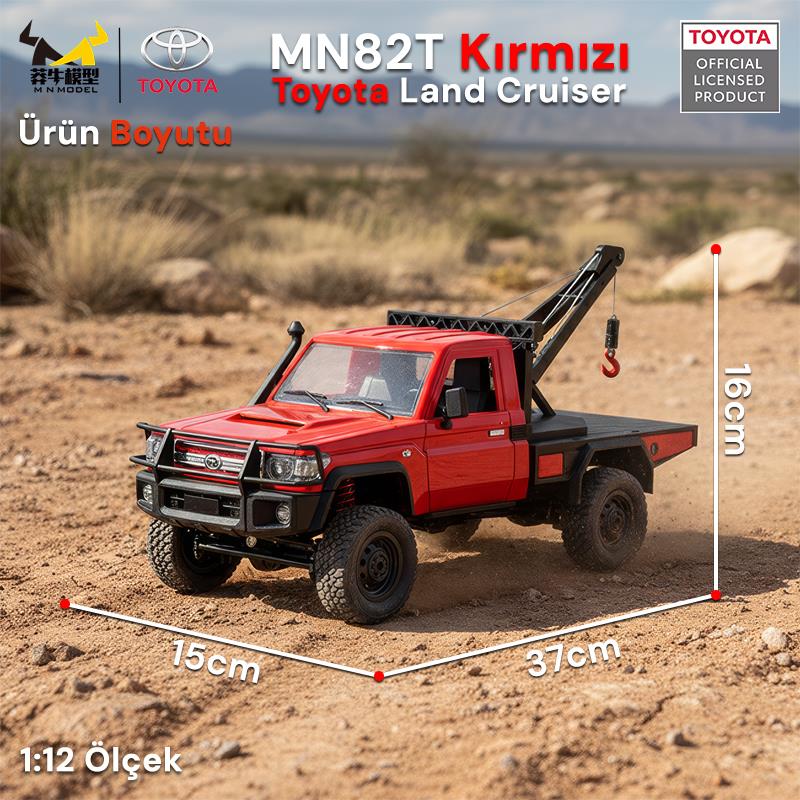 MN Model MN82T 1/12 Toyota Land Cruiser LC79 4WD RC Model Crawler Offroad Uzaktan Kumandalı Araba Truck RTR Lisanslı Kırmızı+Elektrikli Vinç+Dahili Işık Seti MN-82T