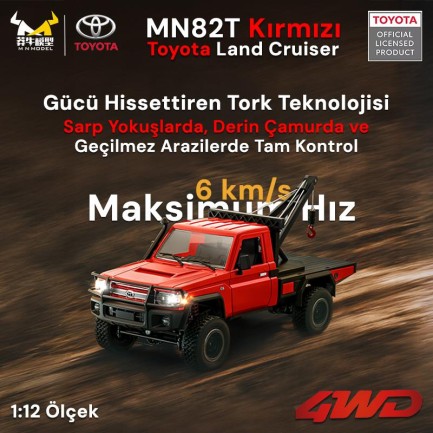 MN Model MN82T 1/12 Toyota Land Cruiser LC79 4WD RC Model Crawler Offroad Uzaktan Kumandalı Araba Truck RTR Lisanslı Kırmızı+Elektrikli Vinç+Dahili Işık Seti MN-82T - Thumbnail
