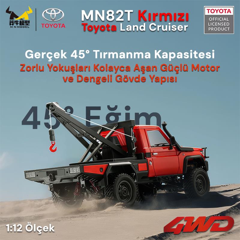 MN Model MN82T 1/12 Toyota Land Cruiser LC79 4WD RC Model Crawler Offroad Uzaktan Kumandalı Araba Truck RTR Lisanslı Kırmızı+Elektrikli Vinç+Dahili Işık Seti MN-82T
