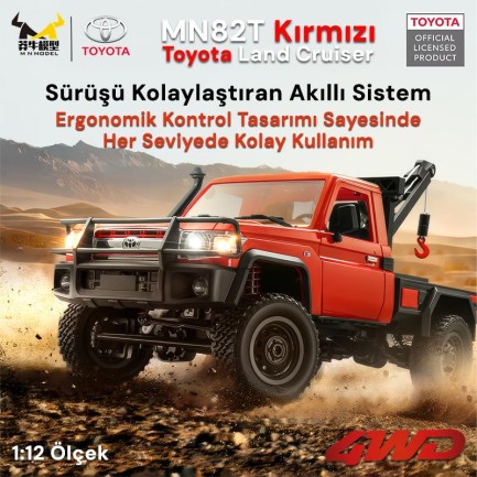 MN Model MN82T 1/12 Toyota Land Cruiser LC79 4WD RC Model Crawler Offroad Uzaktan Kumandalı Araba Truck RTR Lisanslı Kırmızı+Elektrikli Vinç+Dahili Işık Seti MN-82T - Thumbnail