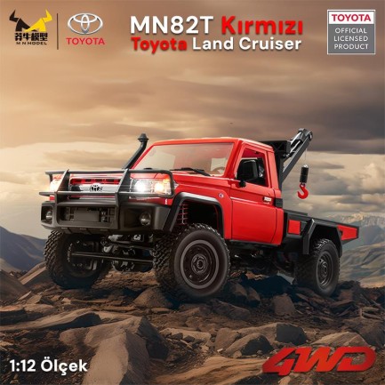 MN Model MN82T 1/12 Toyota Land Cruiser LC79 4WD RC Model Crawler Offroad Uzaktan Kumandalı Araba Truck RTR Lisanslı Kırmızı+Elektrikli Vinç+Dahili Işık Seti MN-82T - Thumbnail