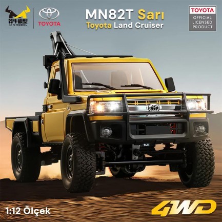 MN Model - MN Model MN82T 1/12 Toyota Land Cruiser LC79 4WD RC Model Crawler Offroad Uzaktan Kumandalı Araba Truck RTR Lisanslı Sarı+Elektrikli Vinç+Dahili Işık Seti MN-82T