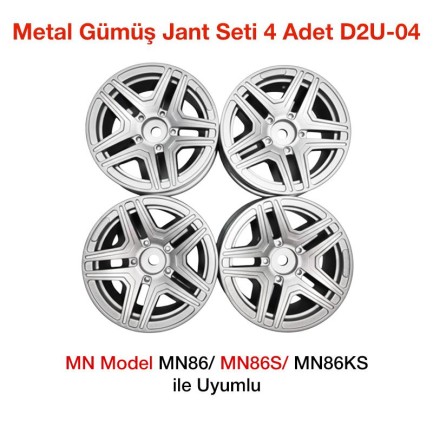 MN Model - MN Model MN86/MN86S/MN86KS Metal Gümüş Jant Seti 4 Adet D2U-04