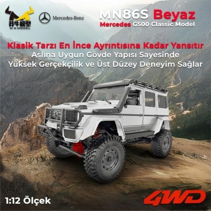 MN Model MN86S Mercedes G500 4WD RC Crawler Uzaktan Kumandalı Araba Beyaz - Thumbnail