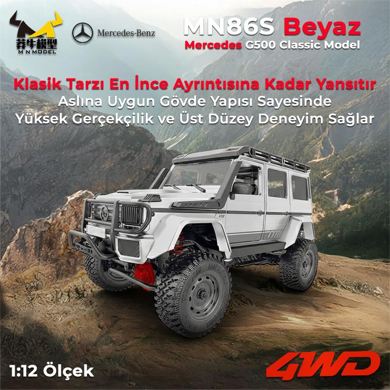 MN Model MN86S Mercedes G500 4WD RC Crawler Uzaktan Kumandalı Araba Beyaz