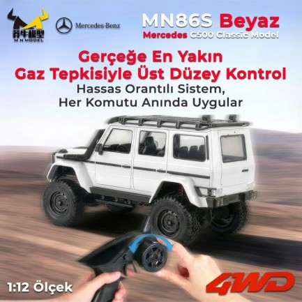 MN Model MN86S Mercedes G500 4WD RC Crawler Uzaktan Kumandalı Araba Beyaz - Thumbnail