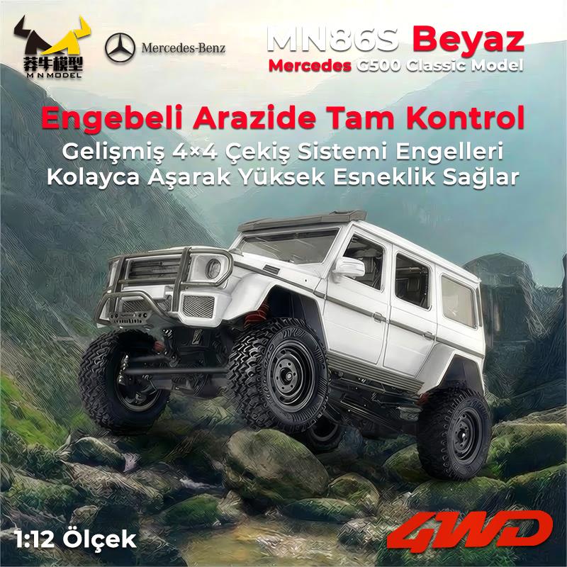 MN Model MN86S Mercedes G500 4WD RC Crawler Uzaktan Kumandalı Araba Beyaz