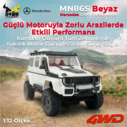 MN Model MN86S Mercedes G500 4WD RC Crawler Uzaktan Kumandalı Araba Beyaz - Thumbnail