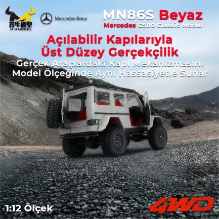 MN Model MN86S Mercedes G500 4WD RC Crawler Uzaktan Kumandalı Araba Beyaz - Thumbnail