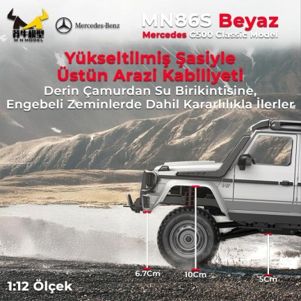 MN Model MN86S Mercedes G500 4WD RC Crawler Uzaktan Kumandalı Araba Beyaz - Thumbnail