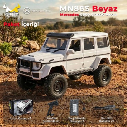 MN Model MN86S Mercedes G500 4WD RC Crawler Uzaktan Kumandalı Araba Beyaz - Thumbnail