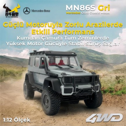 MN Model MN86S Mercedes G500 4WD RC Crawler Uzaktan Kumandalı Araba Gri - Thumbnail