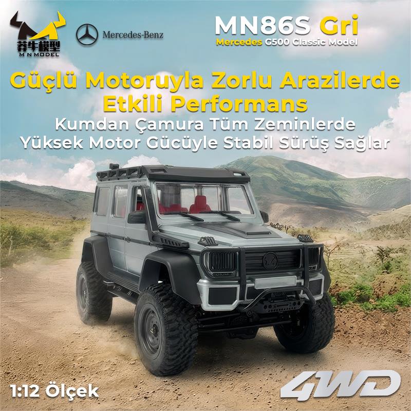 MN Model MN86S Mercedes G500 4WD RC Crawler Uzaktan Kumandalı Araba Gri