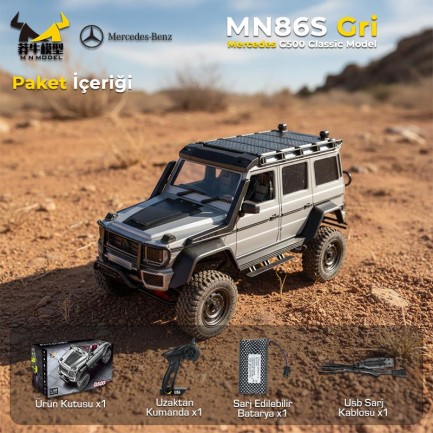 MN Model MN86S Mercedes G500 4WD RC Crawler Uzaktan Kumandalı Araba Gri - Thumbnail