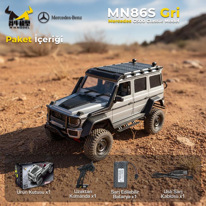 MN Model MN86S Mercedes G500 4WD RC Crawler Uzaktan Kumandalı Araba Gri
