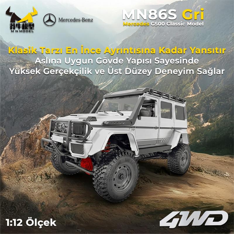 MN Model MN86S Mercedes G500 4WD RC Crawler Uzaktan Kumandalı Araba Gri