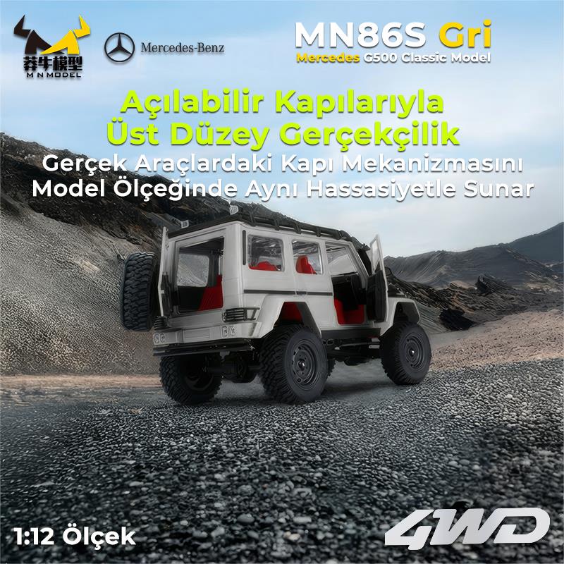 MN Model MN86S Mercedes G500 4WD RC Crawler Uzaktan Kumandalı Araba Gri