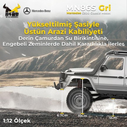 MN Model MN86S Mercedes G500 4WD RC Crawler Uzaktan Kumandalı Araba Gri - Thumbnail