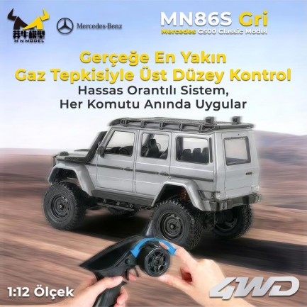 MN Model MN86S Mercedes G500 4WD RC Crawler Uzaktan Kumandalı Araba Gri - Thumbnail