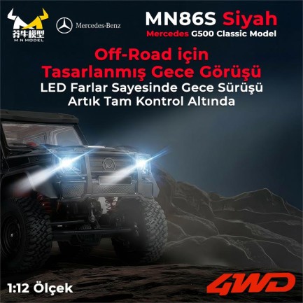 MN Model MN86 Mercedes G500 4WD RC Crawler Uzaktan Kumandalı Araba Siyah - Thumbnail