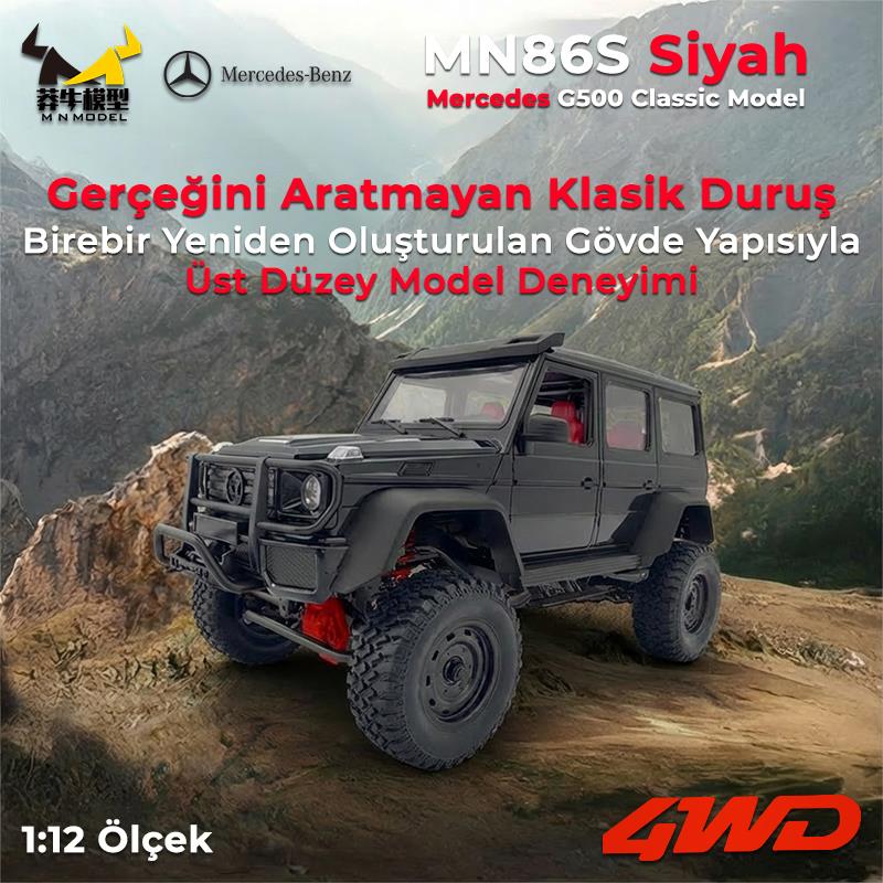 MN Model MN86 Mercedes G500 4WD RC Crawler Uzaktan Kumandalı Araba Siyah