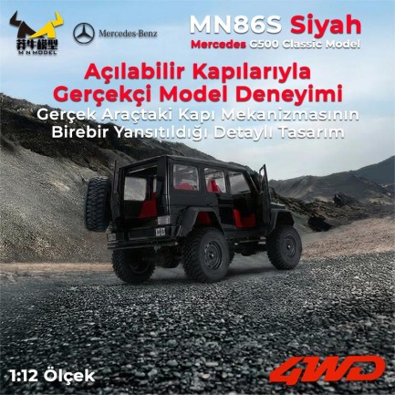 MN Model MN86 Mercedes G500 4WD RC Crawler Uzaktan Kumandalı Araba Siyah - Thumbnail