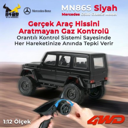 MN Model MN86 Mercedes G500 4WD RC Crawler Uzaktan Kumandalı Araba Siyah - Thumbnail
