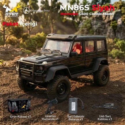 MN Model MN86 Mercedes G500 4WD RC Crawler Uzaktan Kumandalı Araba Siyah - Thumbnail