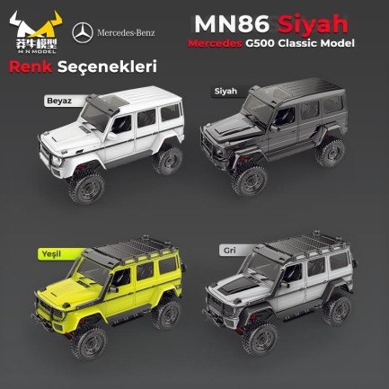 MN Model MN86 1/12 G-Wagon Mercedes G500 4WD RC Crawler Offroad Uzaktan Kumandalı Araba Arazi Aracı RC Model Car Truck RTR Siyah+Dahili Işık Seti MN-86 - Thumbnail