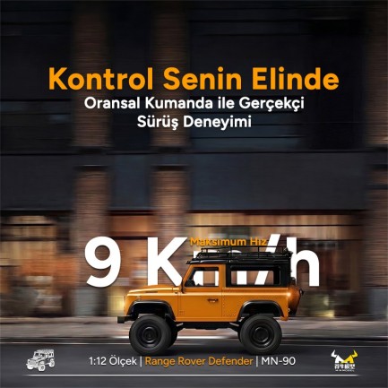 MN Model MN90 1/12 Land Rover Defender D90 4WD RC Model Crawler Offroad Uzaktan Kumandalı Araba Arazi Aracı Truck RTR Sarı MN-90 +Dahili Işık Seti - Thumbnail