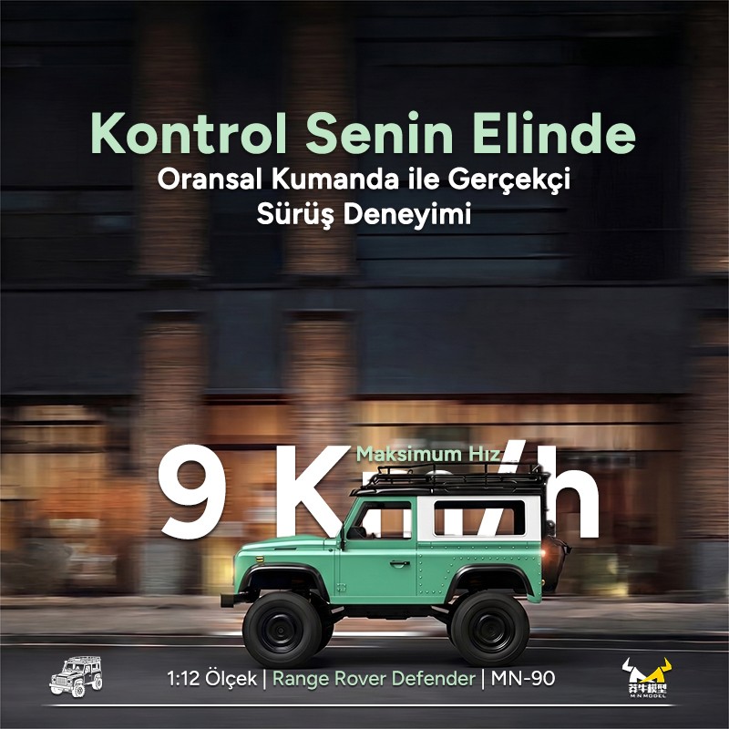 MN Model MN90 1/12 Land Rover Defender D90 4WD RC Model Crawler Offroad Uzaktan Kumandalı Araba Arazi Aracı Truck RTR Yeşil MN-90 +Dahili Işık Seti