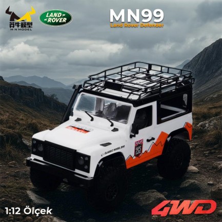 MN Model - MN Model MN99 V2 1/12 Land Rover Defender D90 4WD RC Model Crawler Offroad Uzaktan Kumandalı Araba Truck RTR Beyaz+Dahili Işık Seti