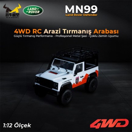 MN Model MN99 V2 1/12 Land Rover Defender D90 4WD RC Model Crawler Offroad Uzaktan Kumandalı Araba Truck RTR Beyaz+Dahili Işık Seti - Thumbnail
