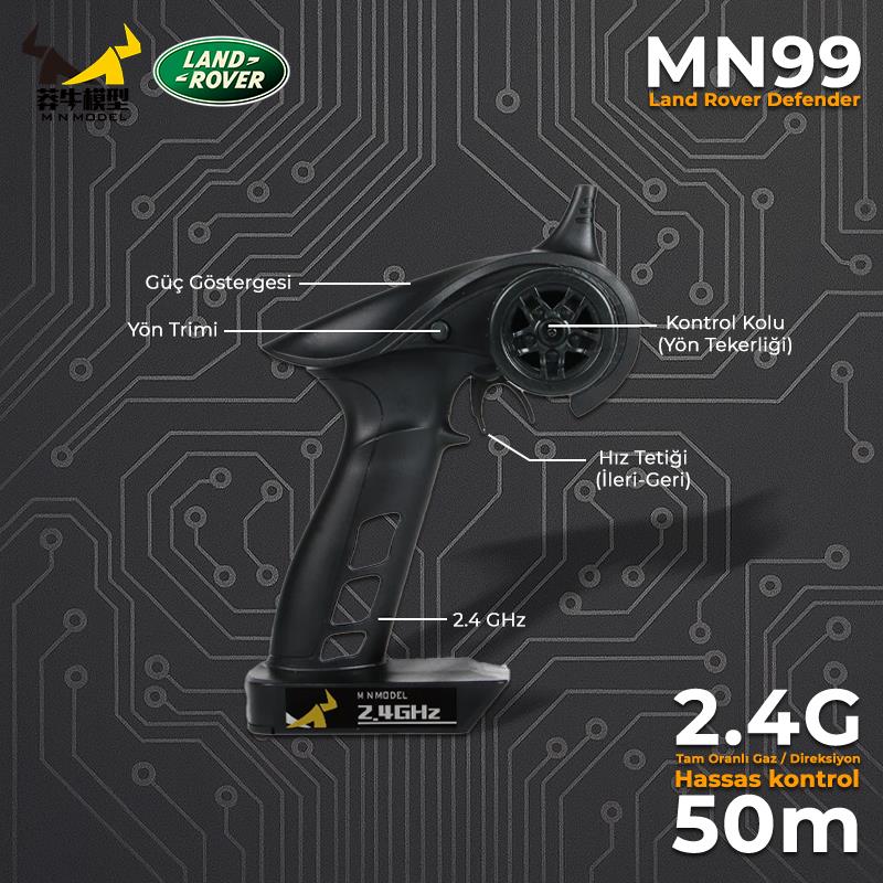 MN Model MN99 V2 1/12 Land Rover Defender D90 4WD RC Model Crawler Offroad Uzaktan Kumandalı Araba Truck RTR Beyaz+Dahili Işık Seti
